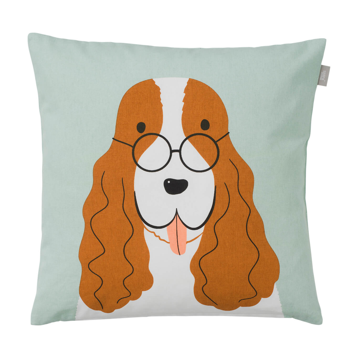 Cocker Spaniel Kissenbezug Agda von Spira of Sweden mit Türkis Stoff