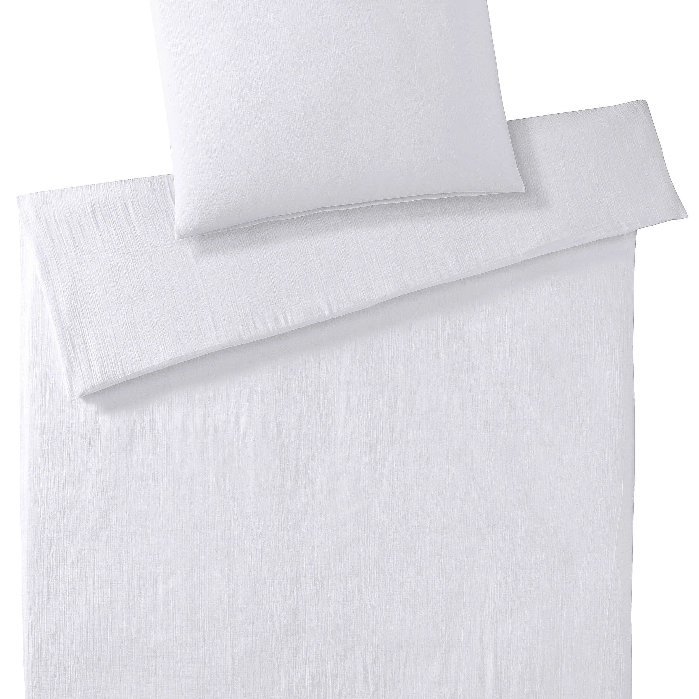Musselin Bettwäsche Weiß von Elegante, aus 100 % Baumwolle – weich, atmungsaktiv & pflegeleicht