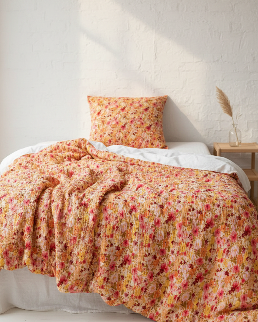 Bunte Musselin Bettwäsche mit Blumenmuster