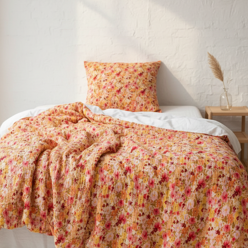 Bunte Musselin Bettwäsche mit Blumenmuster