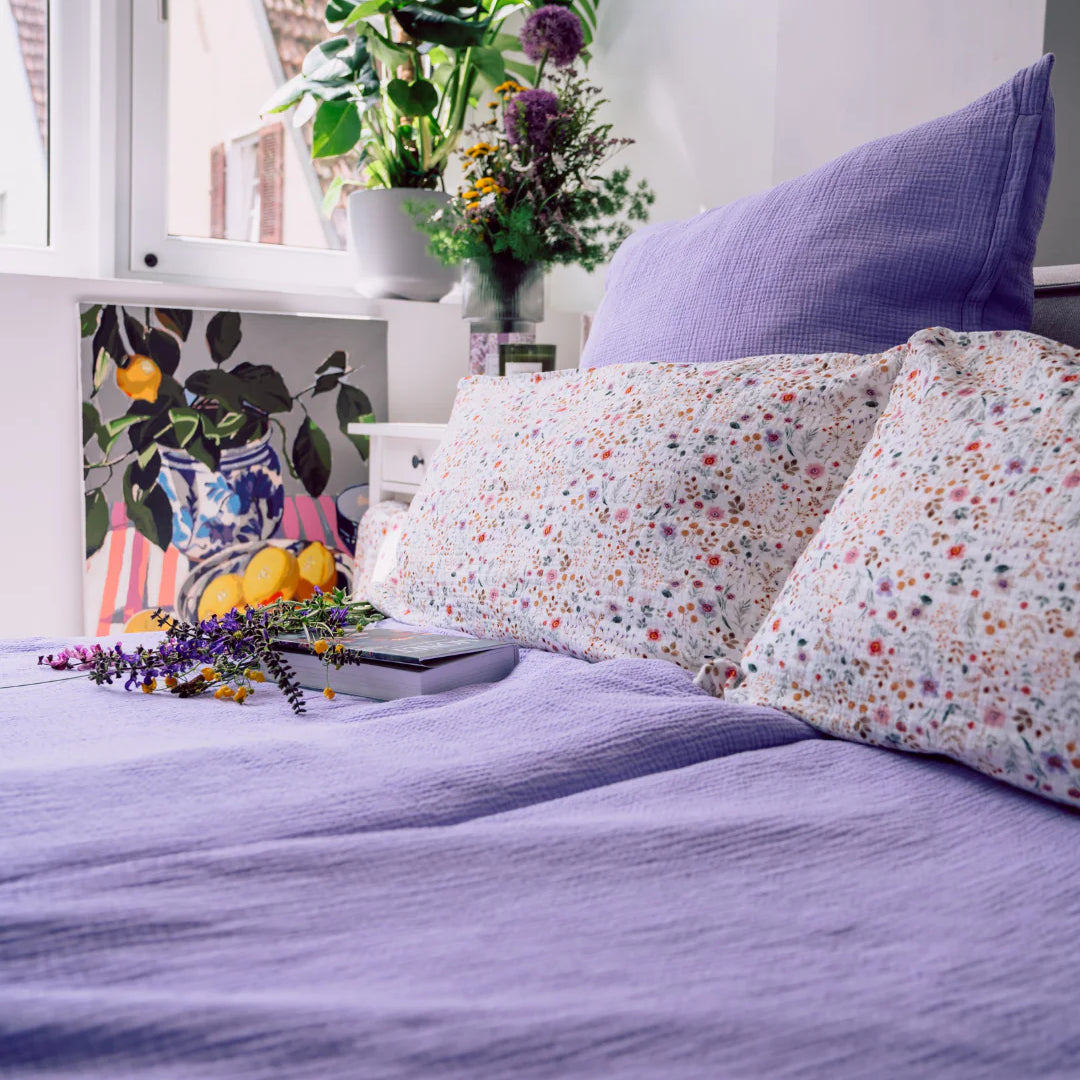 Musselin Bettwäsche 135x200 Lavendel