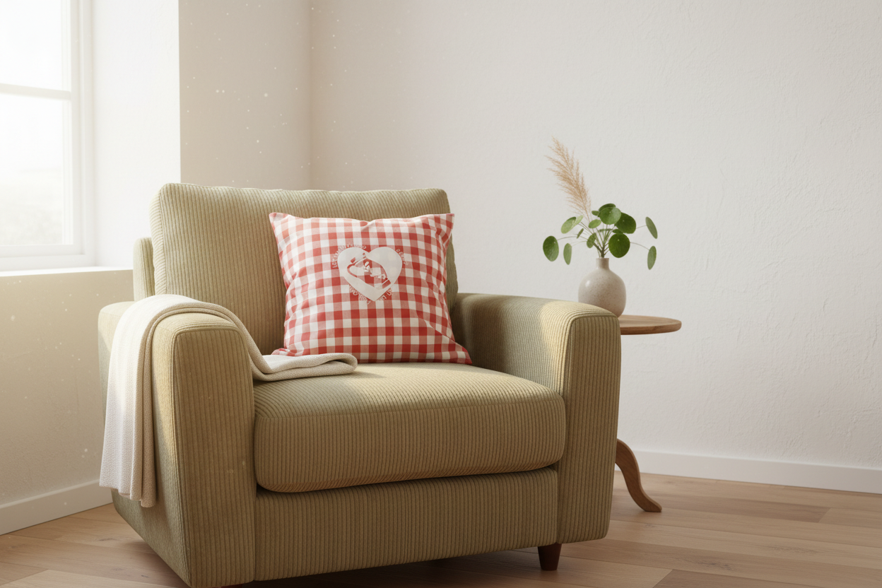 Apfelwein Kissenbezug in rot und weiß in der größe 40x40 aus baumwolle