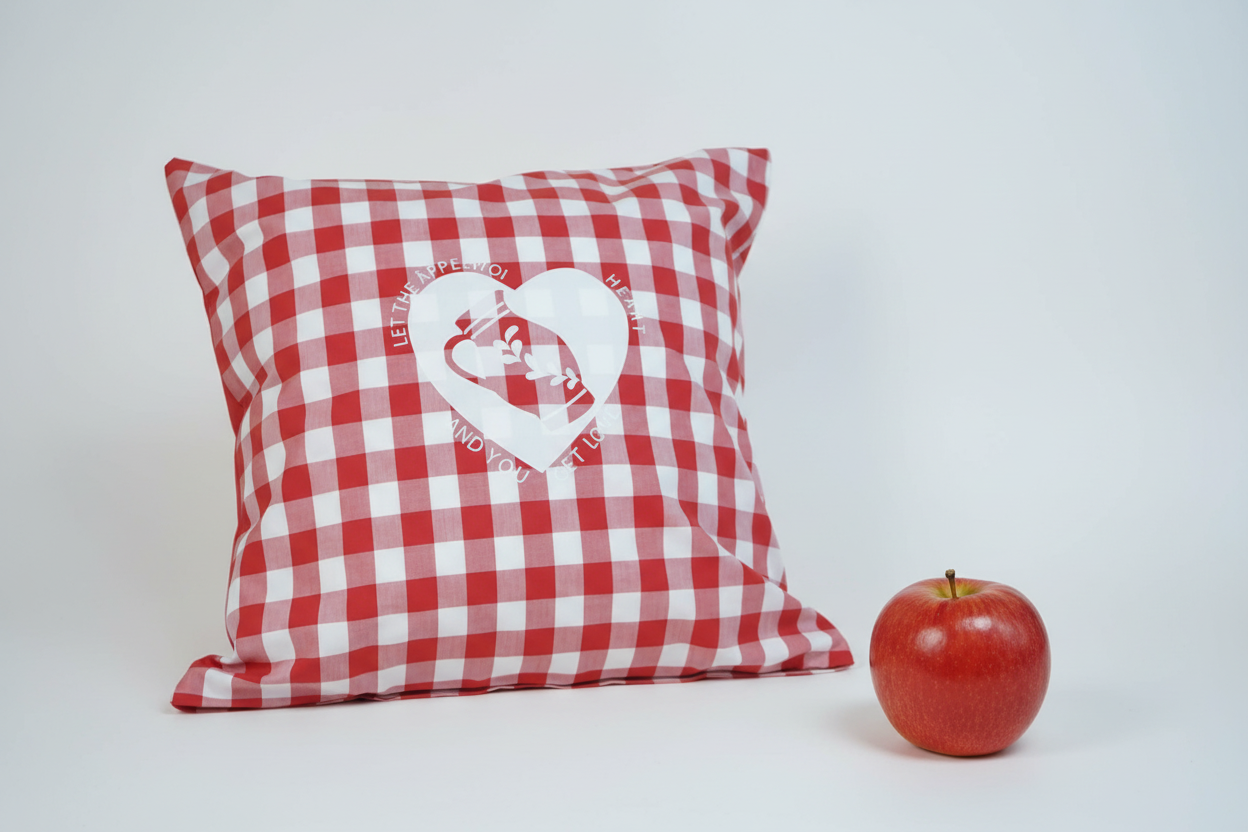 Bembel Design auf rot kariertem Kissenbezug