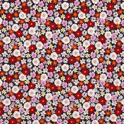 Bio-Baumwolle Bettwäsche 135x200 – Nahaufnahme Blumen Muster mit Schwarz, GOTS