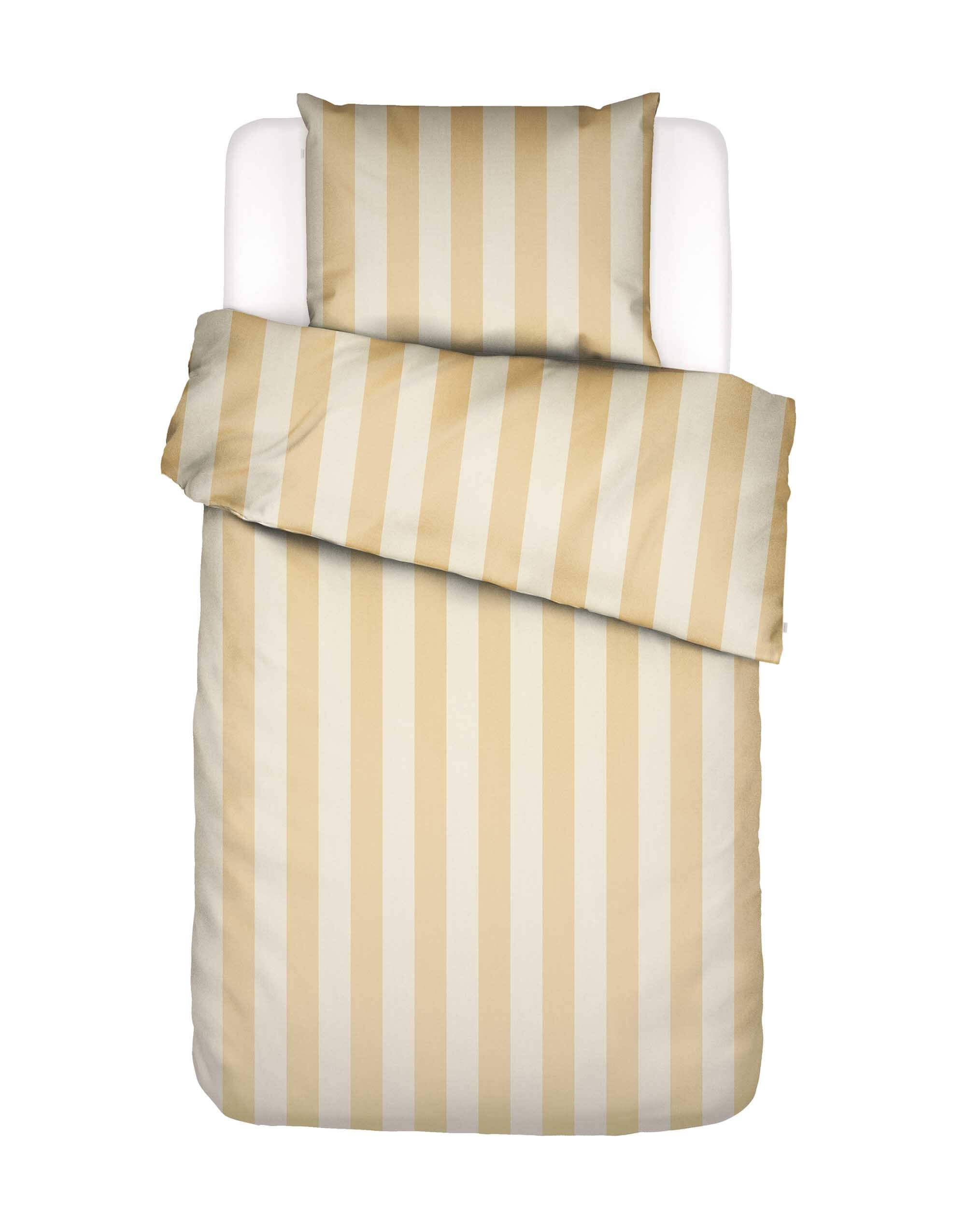 Essenza Minte Stripe Bettwäsche in Yellow Straw – Vanilla mit Streifenmuster