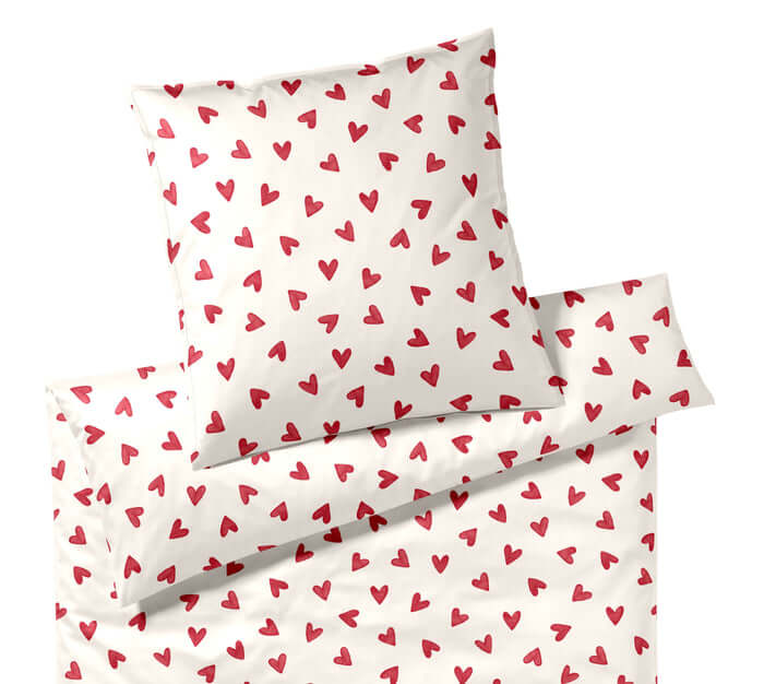 Herzen Bettwäsche in einem Mako Satin Glanz