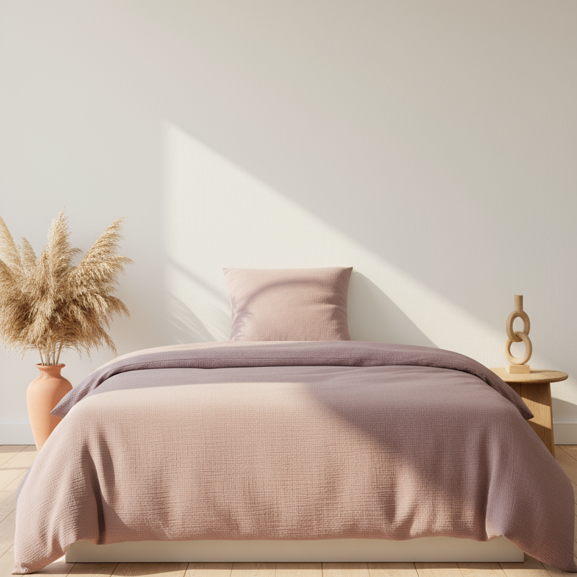 Rosa Musselin Bettwäsche aus 100 % Baumwolle – weich, atmungsaktiv & pflegeleicht