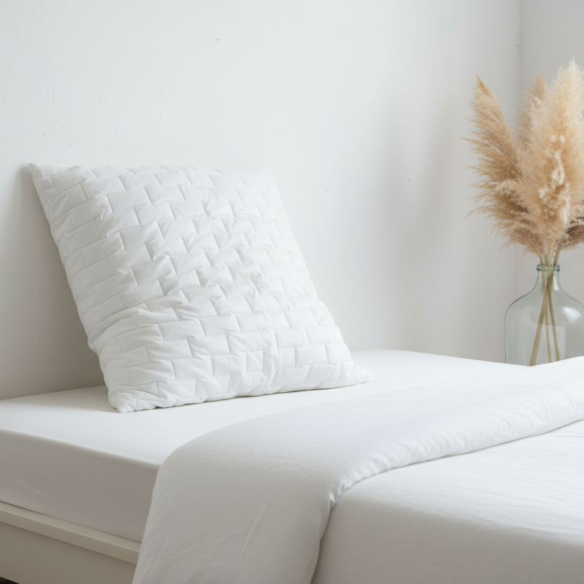 Kopfkissen 80×80 cm – 100 % Baumwollbezug, Steppung, waschbar