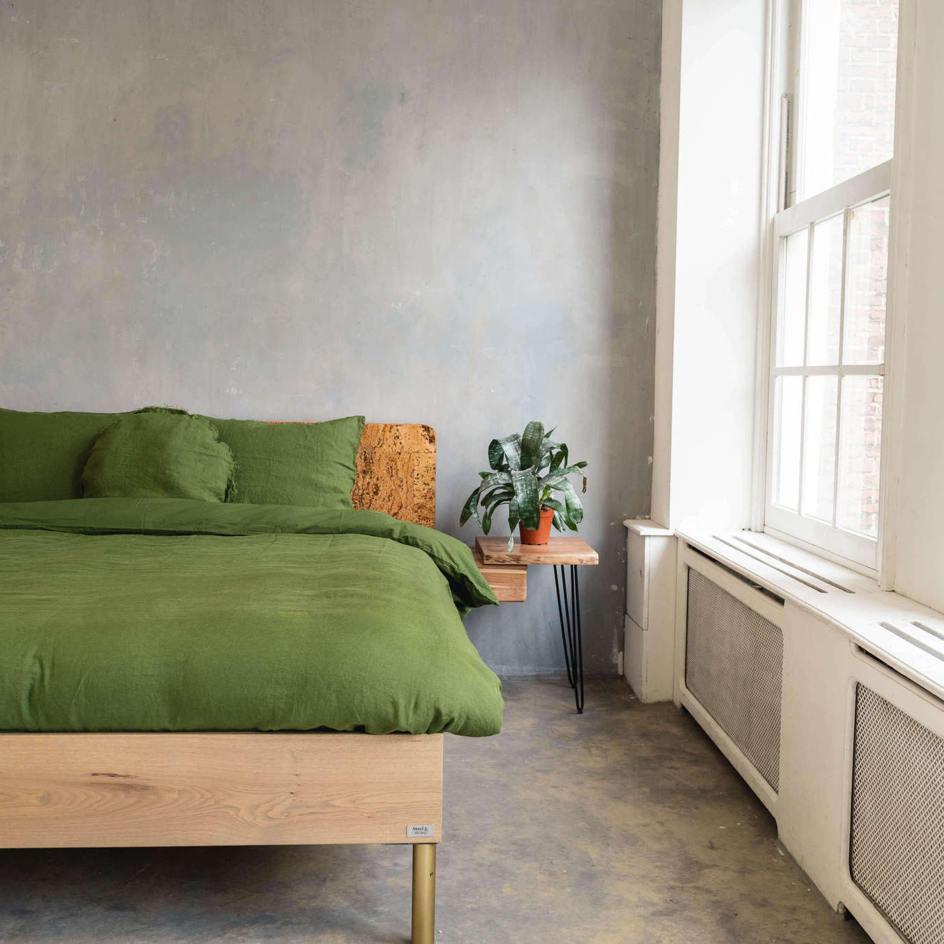 Leinen bettwaesche in gruen von Kayori