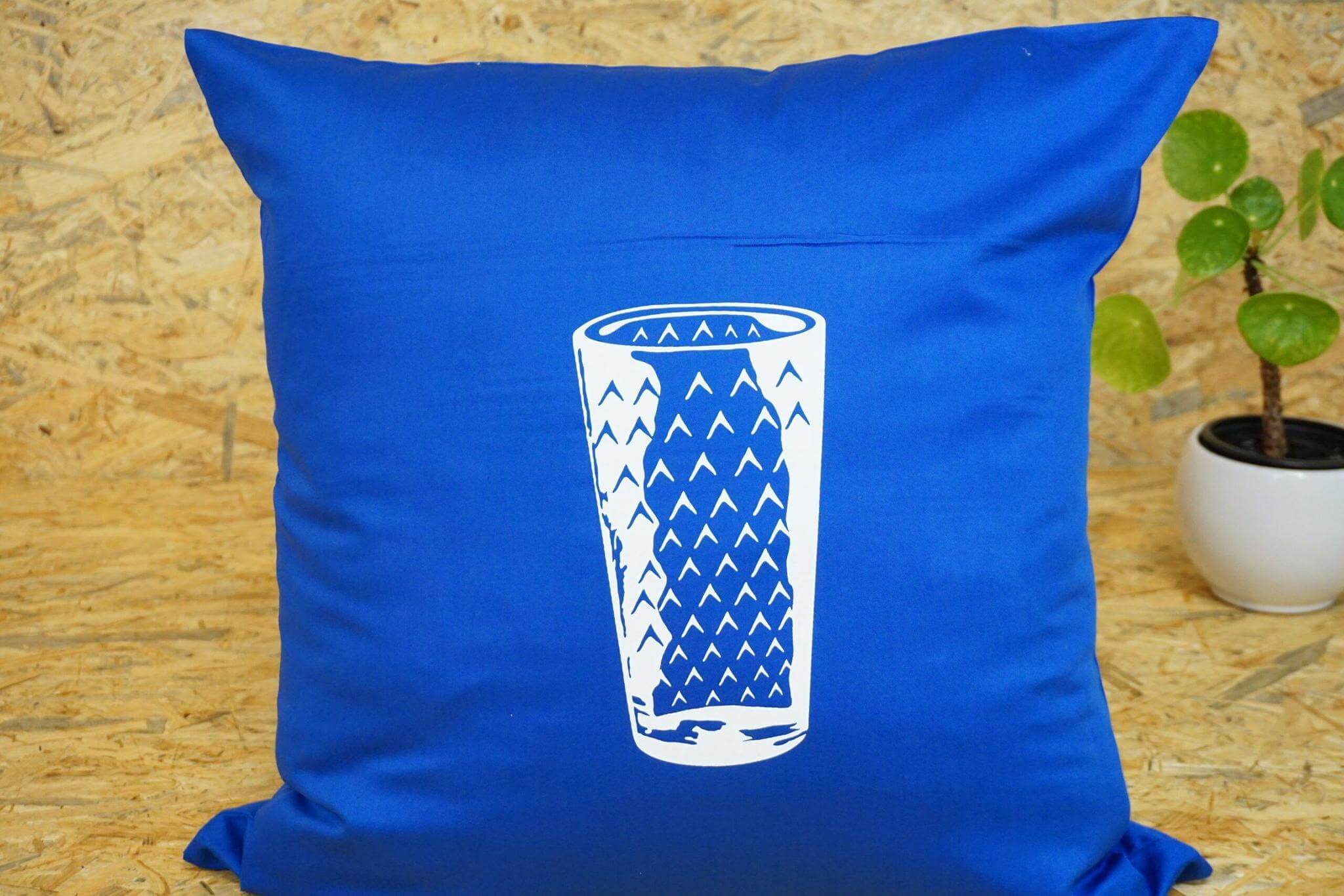 Kissenbezug Apfelwein geripptes glas blau 50cm*50cm