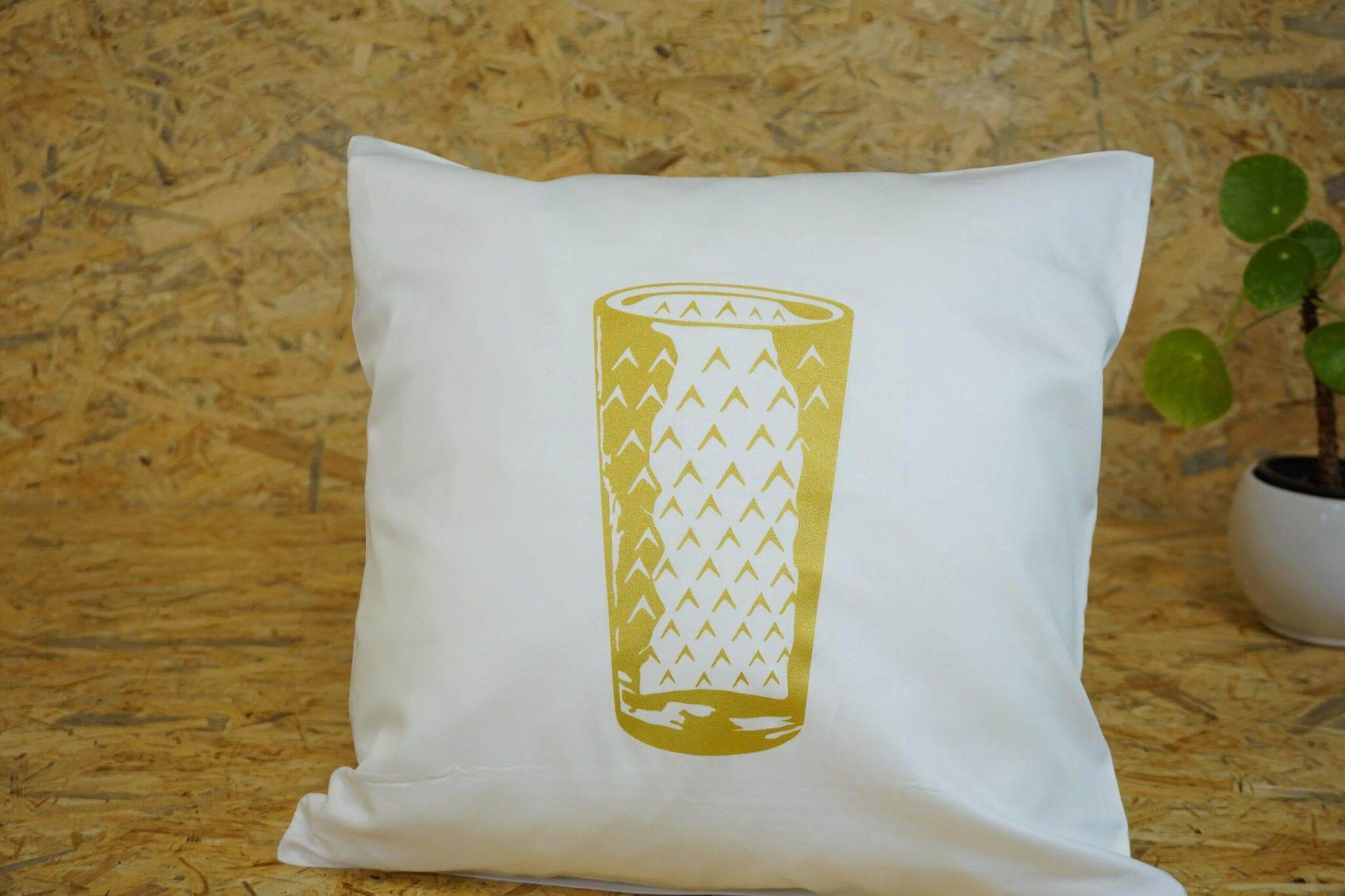 Kissenbezug weiss mit geripptes Glas Hessen 40cm*40cm