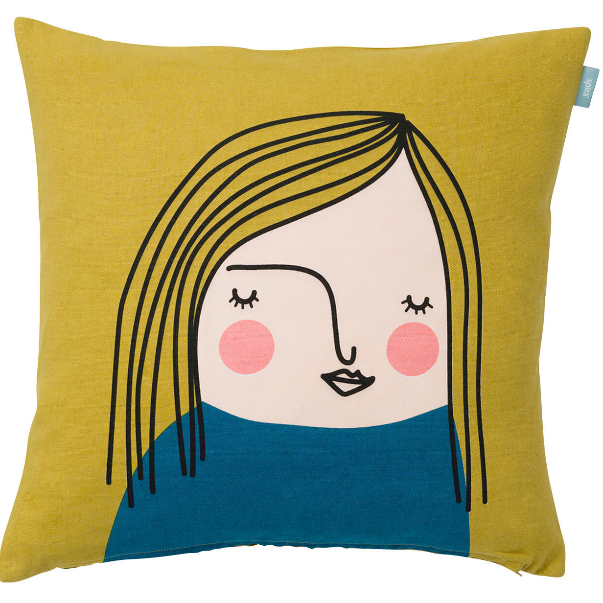 50x50 cm Kissenhülle Renate von Spira of Sweden, mit Frau auf gelbem Hintergrund