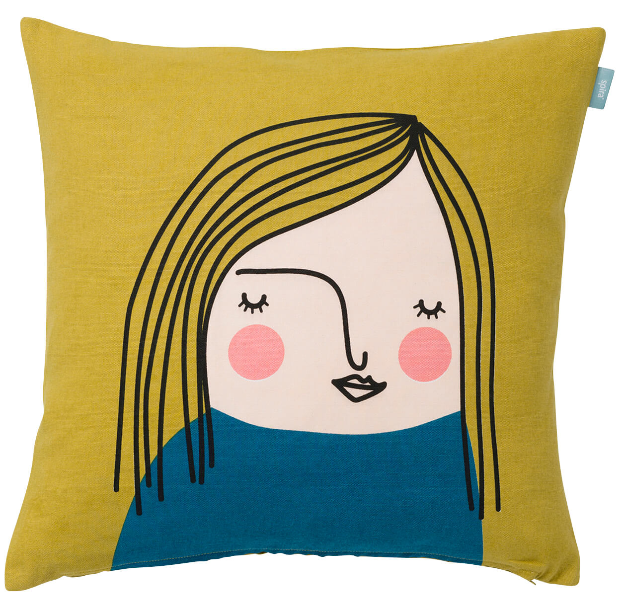 50x50 cm Kissenhülle Renate von Spira of Sweden, mit Frau auf gelbem Hintergrund