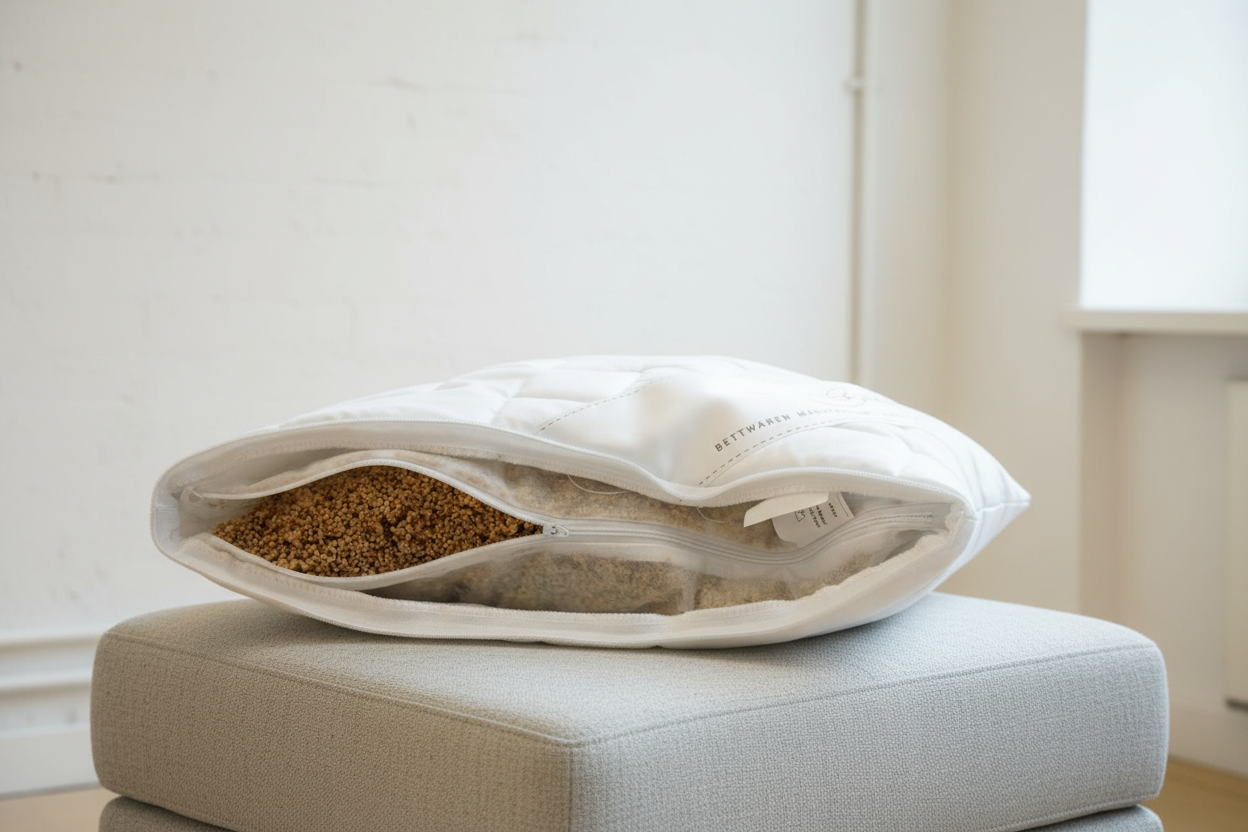 40x80 cm Kopfkissen mit Reißverschluss und Hirse Füllung