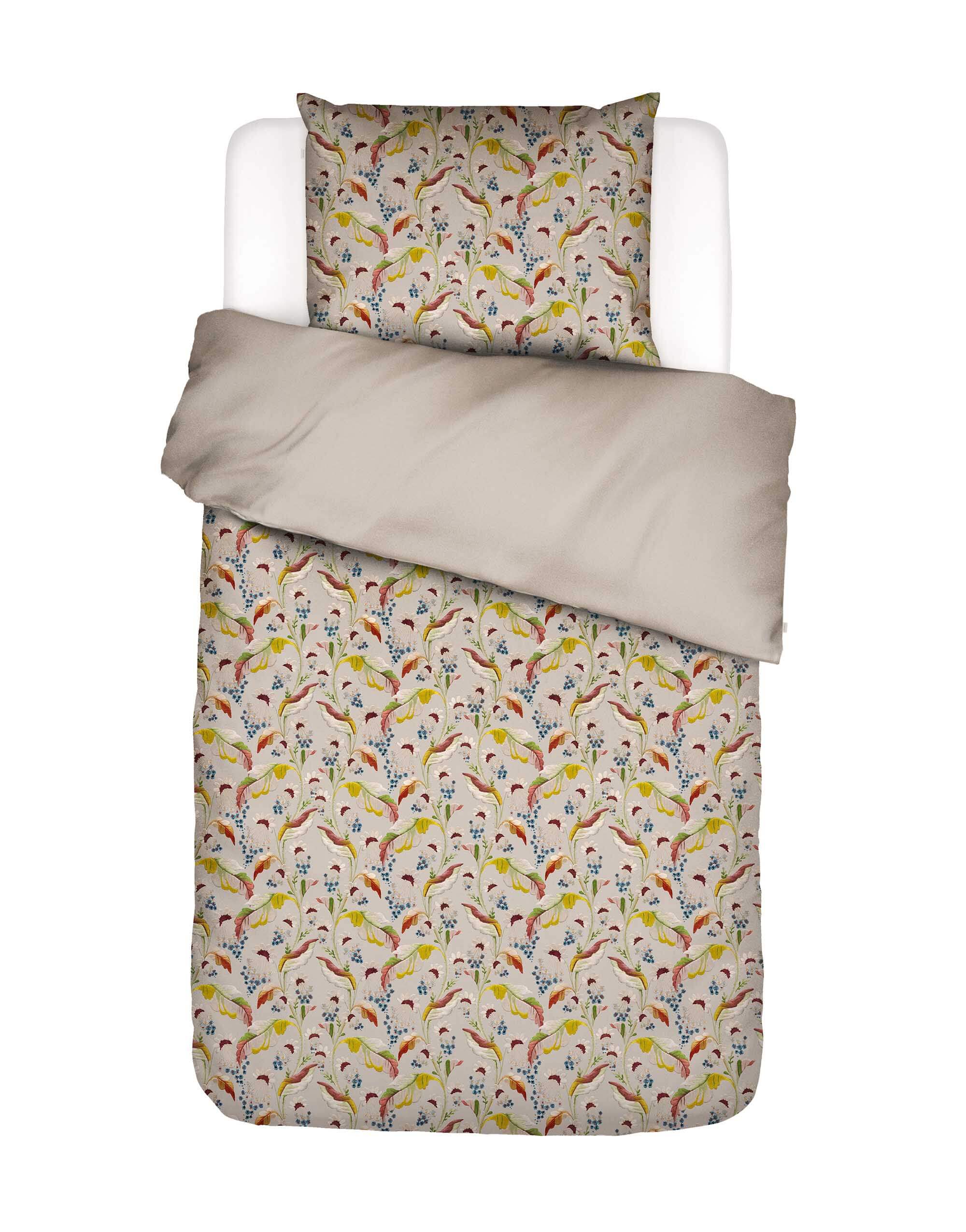 Florale Bio Bettwäsche in Beige mit Allover-Blumenmuster