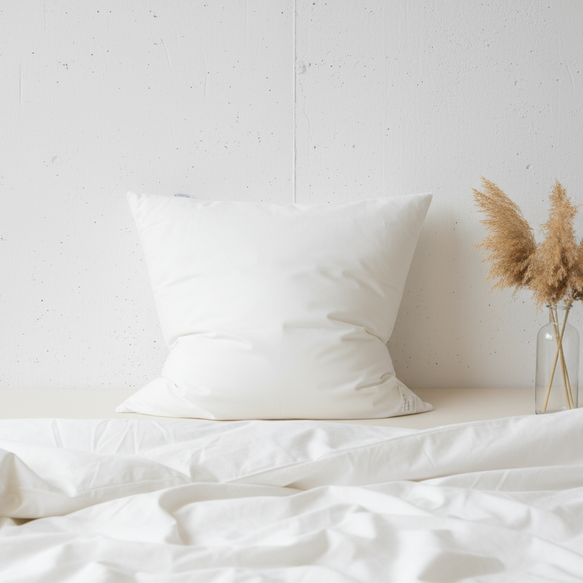 Daunenkissen 80x80 cm (Gänsedaunen) – 600 g Füllung mit Daunen und Federn, 100 % Baumwollbezug
