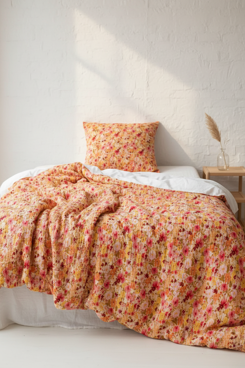 Bunte Musselin Bettwäsche mit Blumenmuster