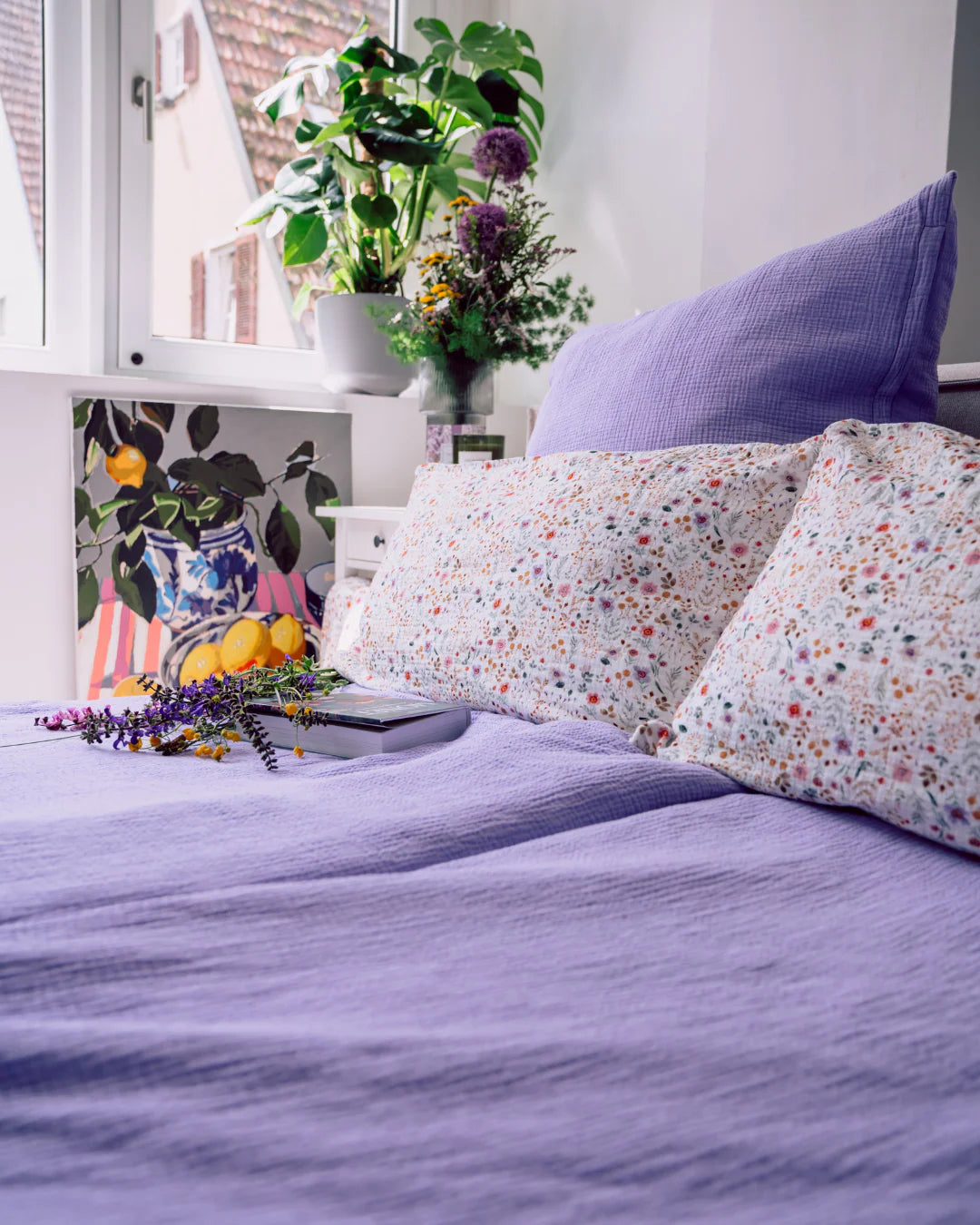 Musselin Bettwäsche 135x200 Lavendel
