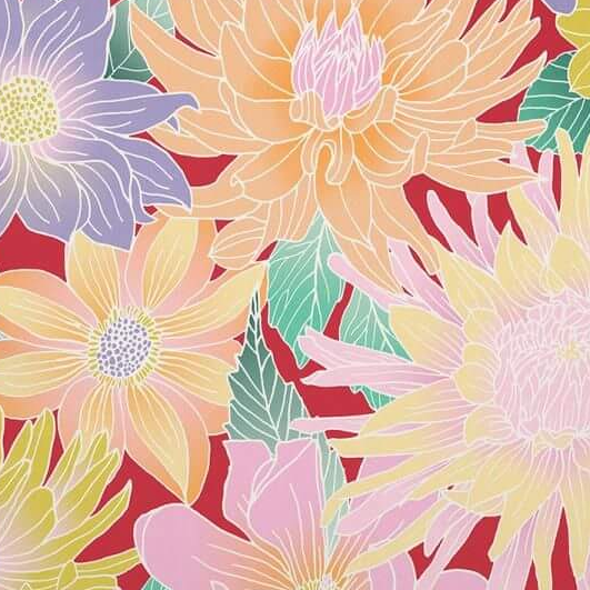 Florale Bio-Baumwollperkal Bettwäsche 135x200, rot, nahaufnahme vom Muster, pflegeleicht