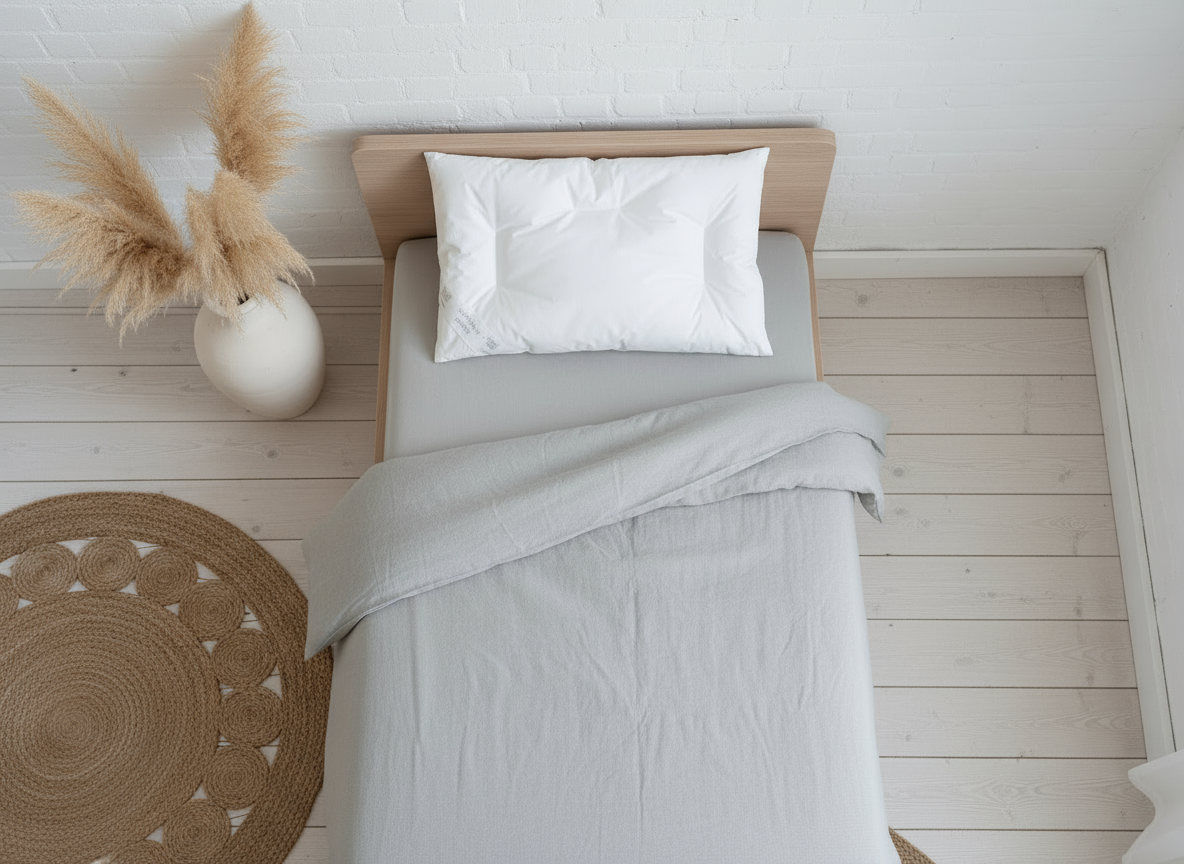 daunen kinderkopfkissen 40x60 cm direkt aus unserer manufaktur, gefüllt mit 50g daunen