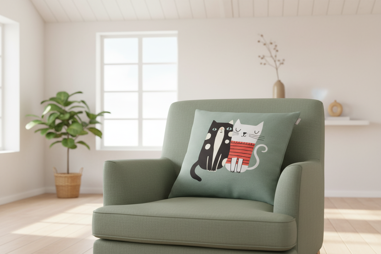 Katzen Kissenhülle Doris + Sally von Spira of Sweden, moderner skandinavischer Print