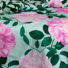 Grüne Rosen Bettwäsche 135x200 cm – Nahaufnahme Muster, 100% Baumwolle