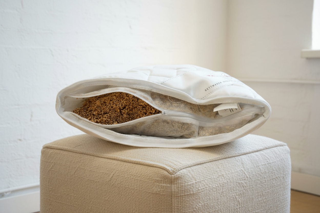 Hirse Kopfkissen 40x60 cm mit Reißverschluss und 1500 g Hirsespelzen Füllung