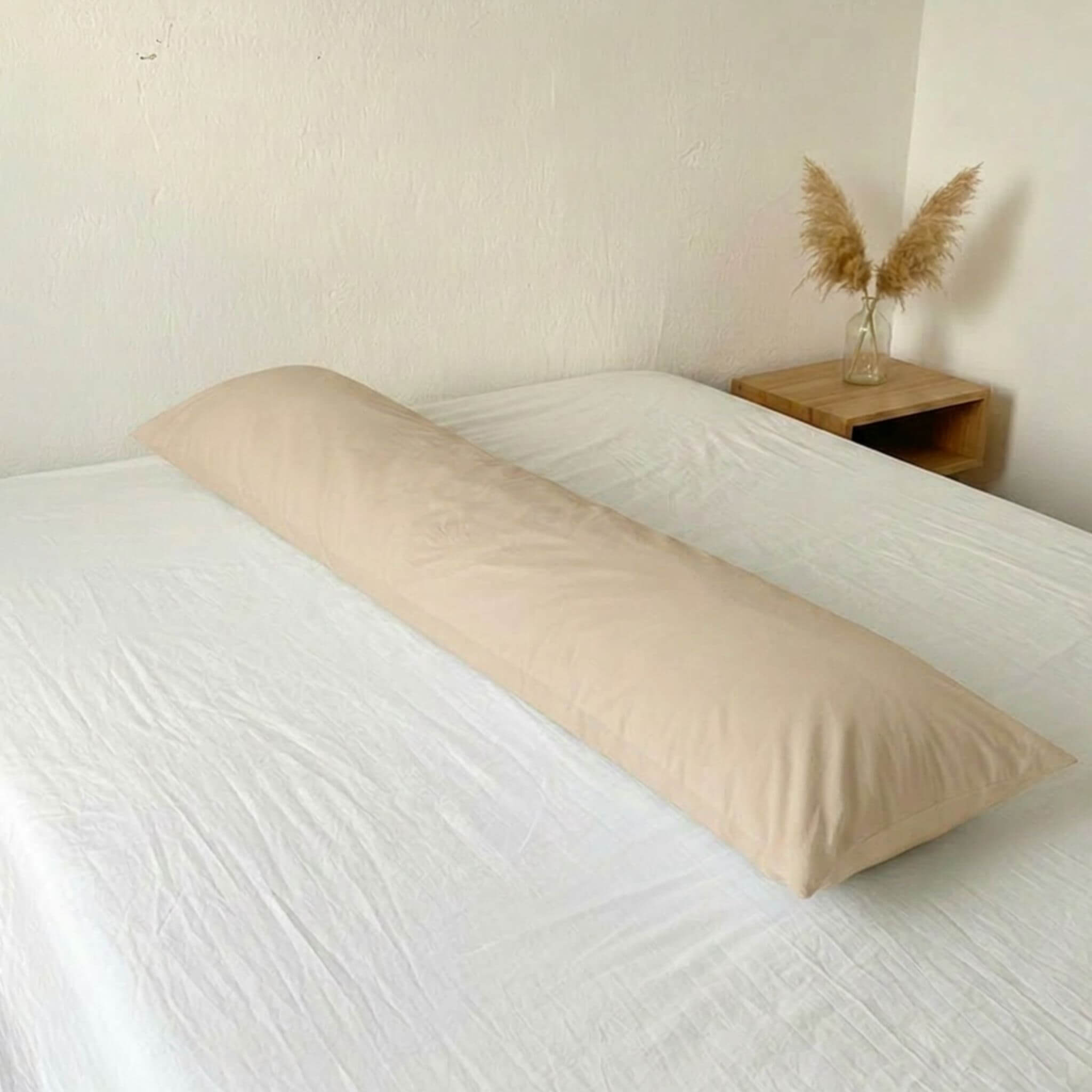 Seitenschläferkissen Bezug 160 x 35 cm in Beige, pflegeleicht