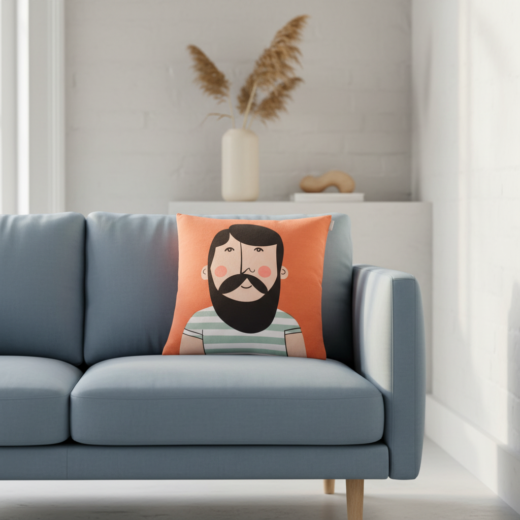 Spira Dekokissen Ruben in Orange mit Reißverschluss, Größe 50x50 cm. Moderner Print.