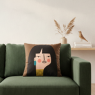 Spira Kissenbezug Naomi in Braun mit Frau mit bob, Größe 50x50cm