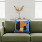 Spira Kissenbezug Louie in Blau mit süßem Dackel, mit Reißverschluss, Größe 50x50cm