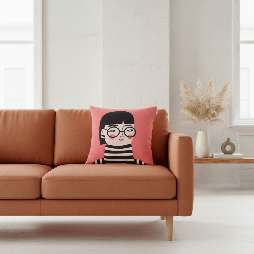 Kissenbezug Vera in Rosa im modernen skandinavischen Stil, Kissenbezug 50x50 cm – aus 100 % Baumwolle