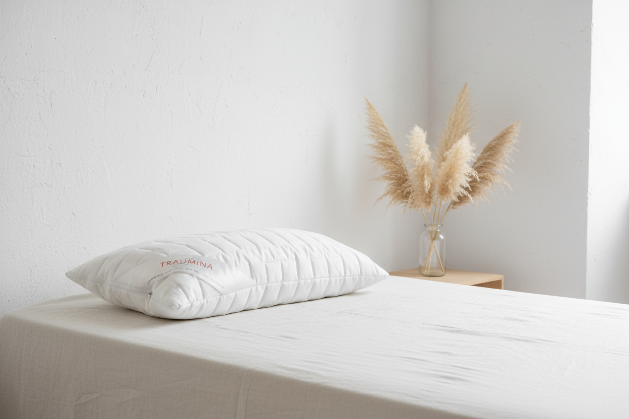 Waschbares stepp-Kopfkissen 40x80 cm – verstellbare Faserfüllung, 100 % Baumwollbezug