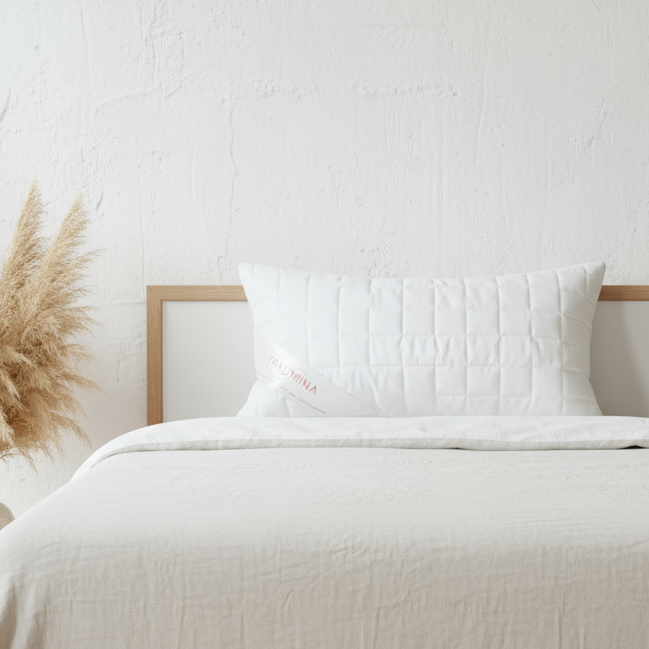 Waschbares Stepp-Kopfkissen 40x80 cm – mit Reißverschluss, Funktionsfaser, 100 % Baumwollbezug