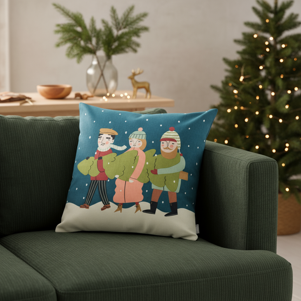 Moderner Kissenbezug weihnachtlich, mit Reißverschluss, von Spira of Sweden